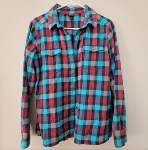Patagonia Organic Cotton Plaid Button Down Women's Size 8 Outdoor Hiking Granola